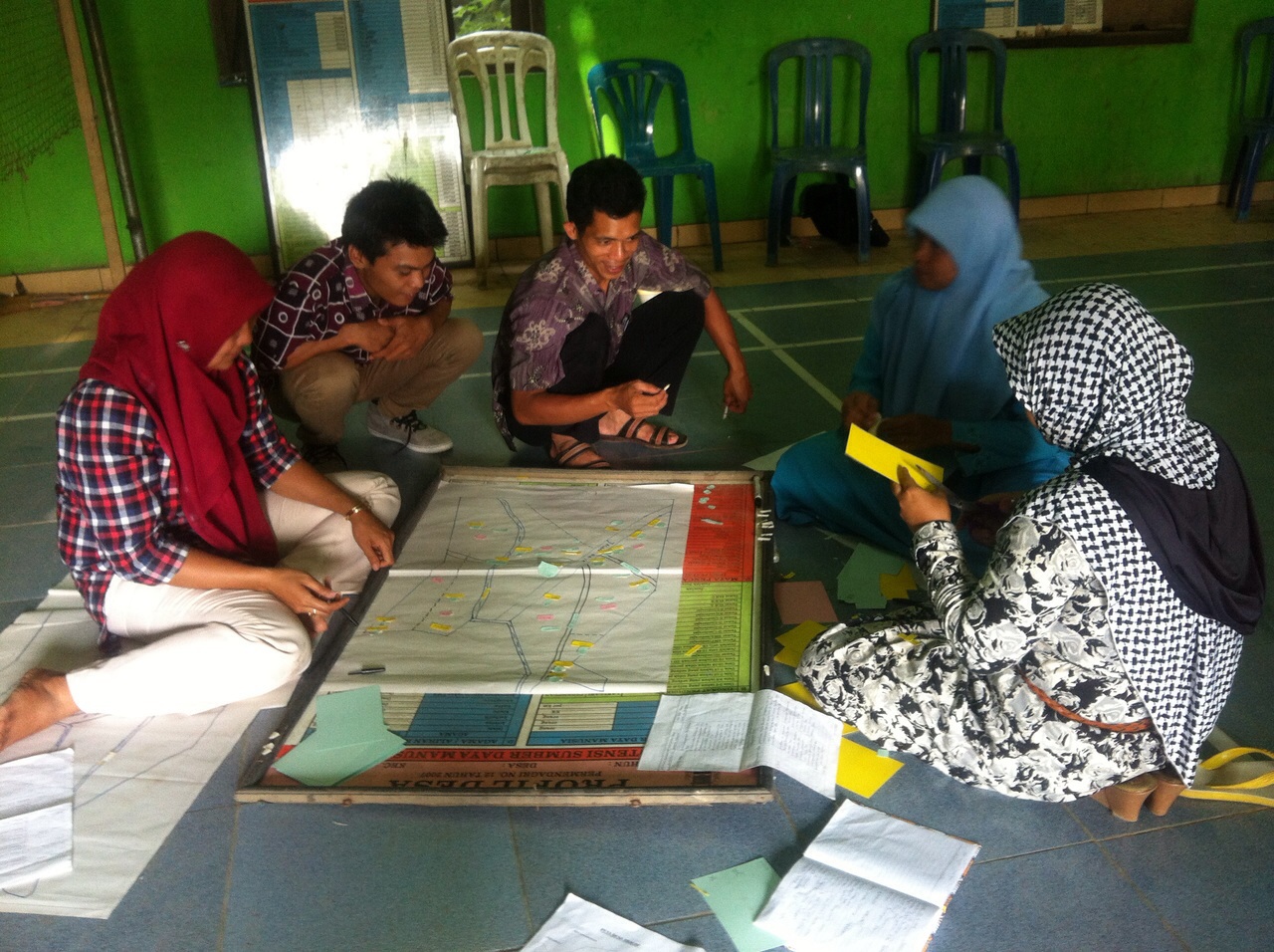 Proses pelatihan pemetaan sosial di Desa Tracap